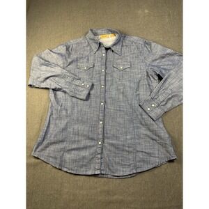 Wrangler Indigo Snap Up Denim Women's SZ XL Blue Shirt‎